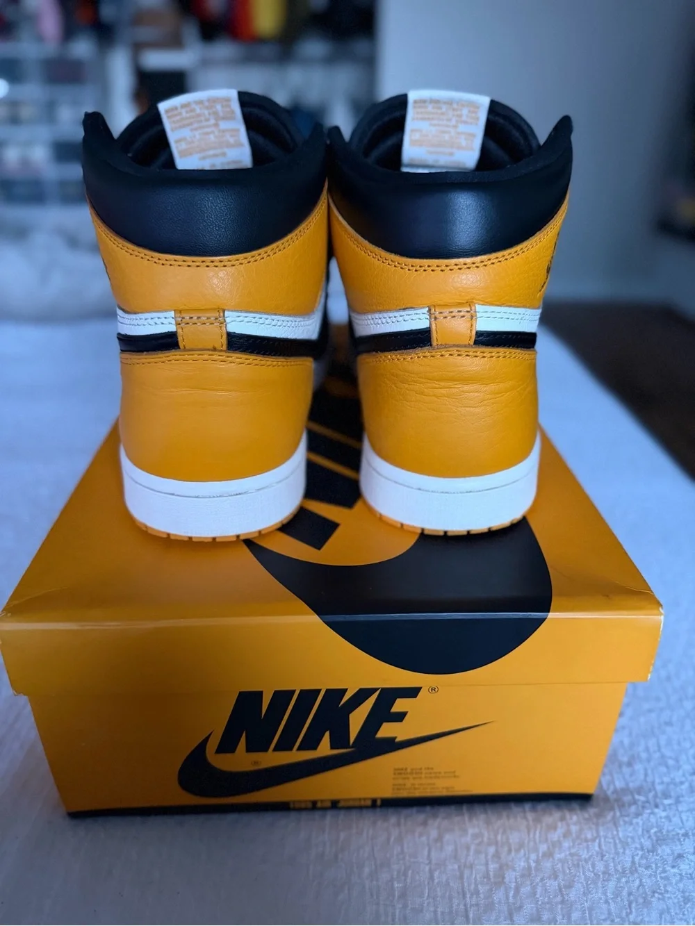 Jordan 1 High Taxi Sneakers - White/Black/Yellow 10.5 M